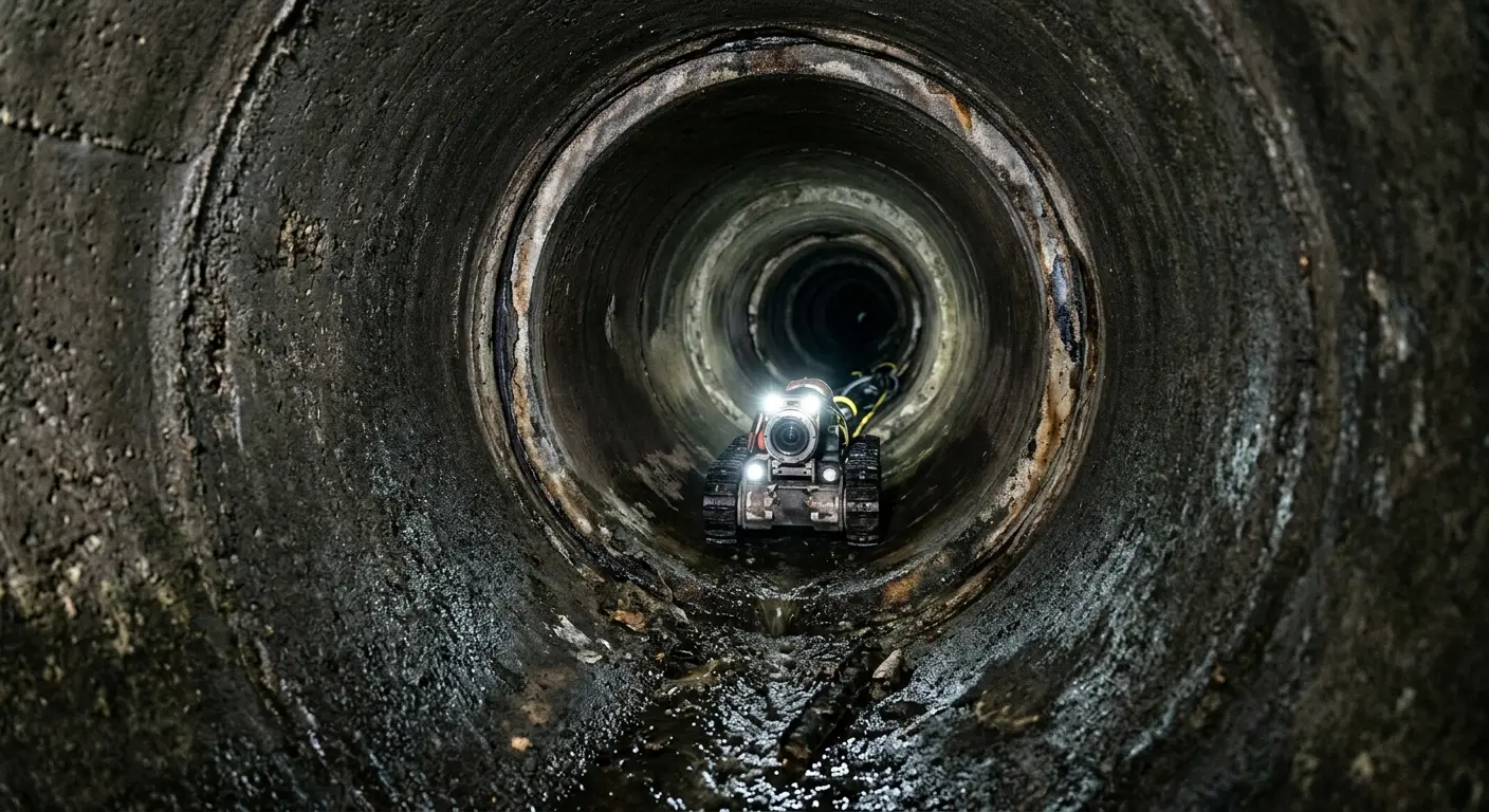 Robotic sewer camera inspecting pipe interior for Sewer Line Repair in Waverly